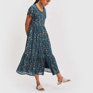 Reistor Midi Tiered Shirt Dress in Dark Green